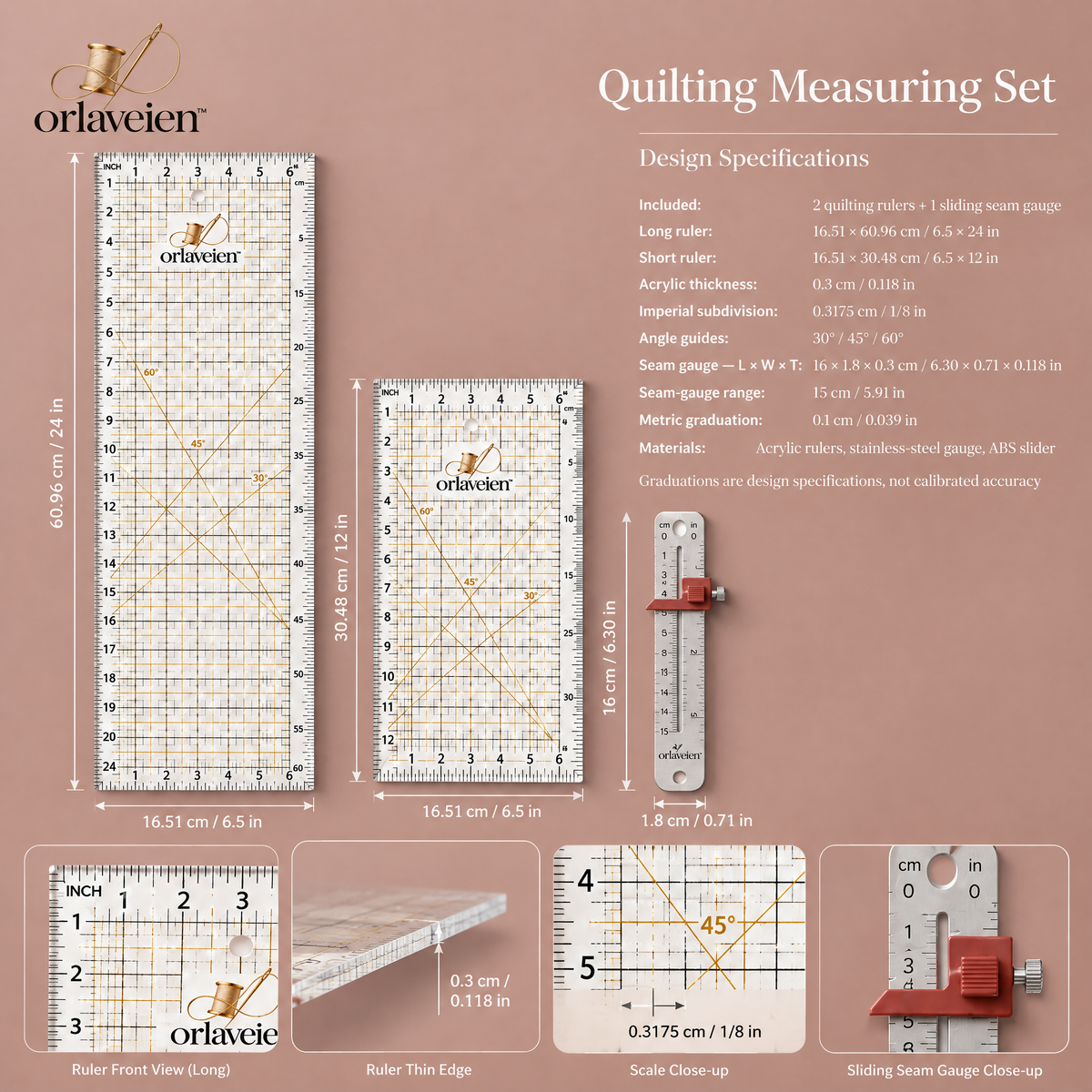 orlaveien™ Quilting Ruler & Measuring Set — product view 2