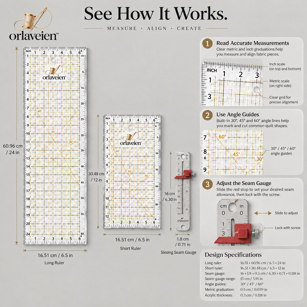 orlaveien™ Quilting Ruler & Measuring Set — product view 5