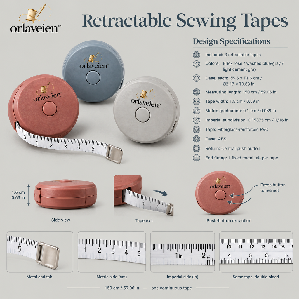 orlaveien™ Retractable Sewing Measuring Tape Set — product view 2