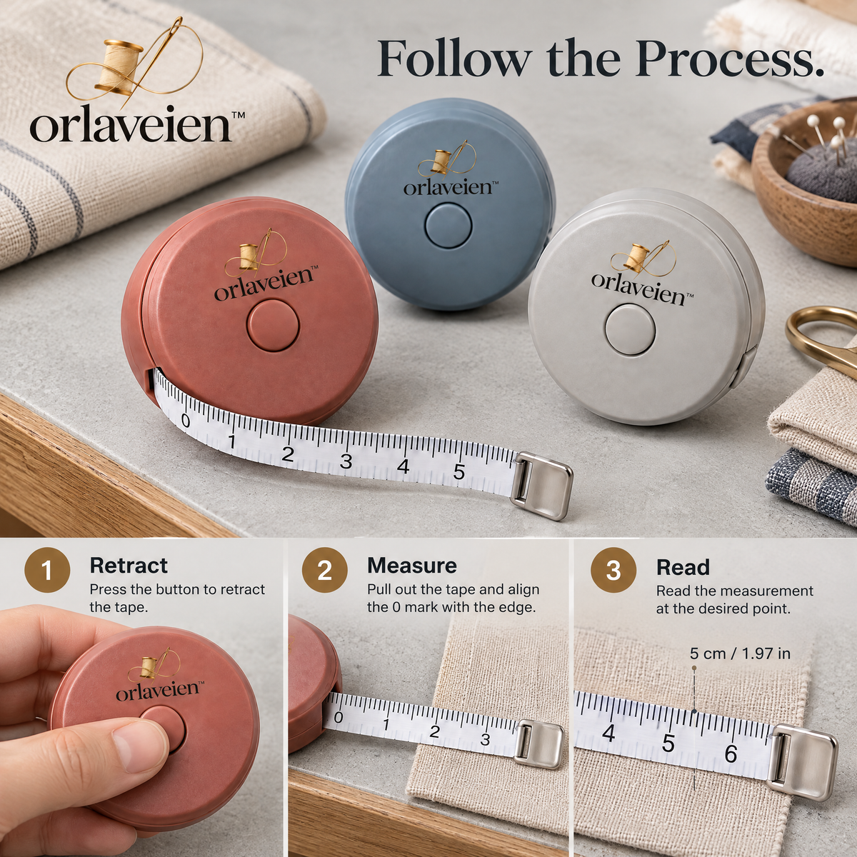 orlaveien™ Retractable Sewing Measuring Tape Set — product view 8