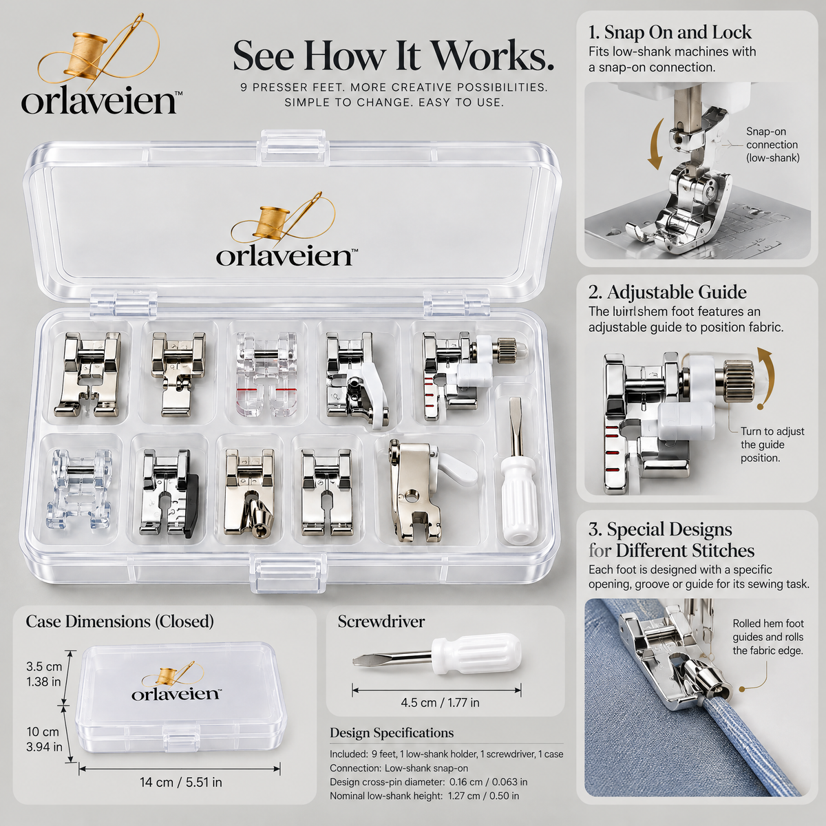 orlaveien™ Universal Sewing Machine Presser Foot Set — product view 5