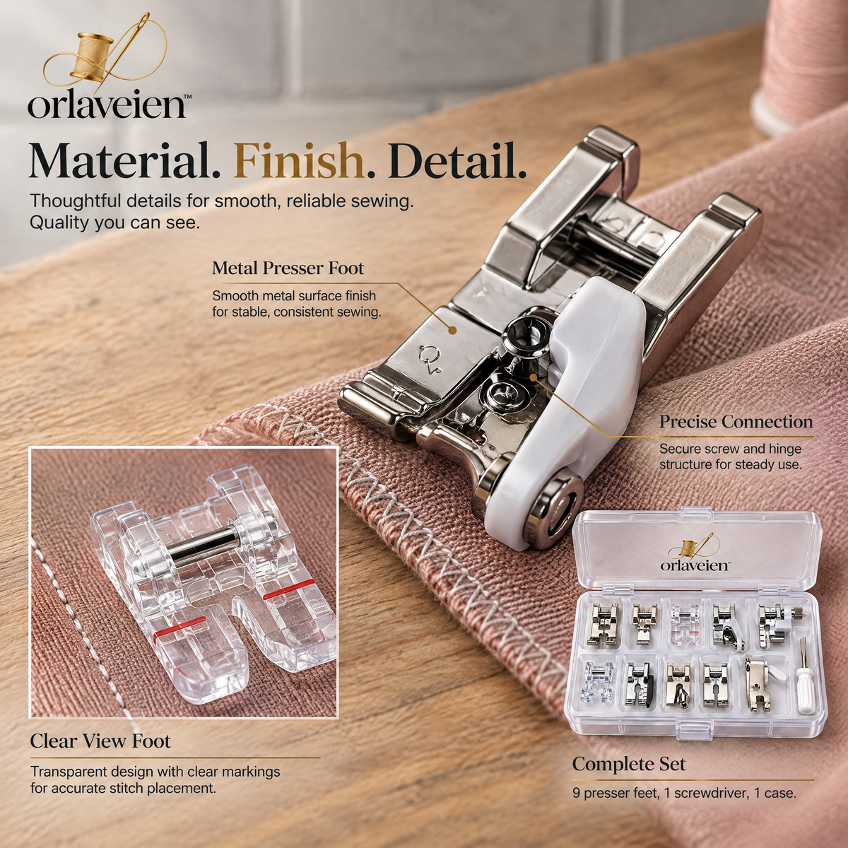 orlaveien™ Universal Sewing Machine Presser Foot Set — product view 6