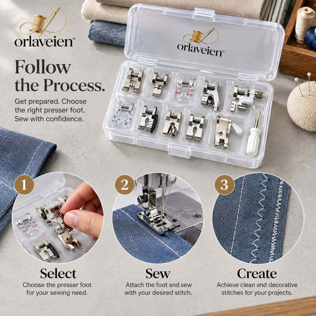 orlaveien™ Universal Sewing Machine Presser Foot Set — product view 8