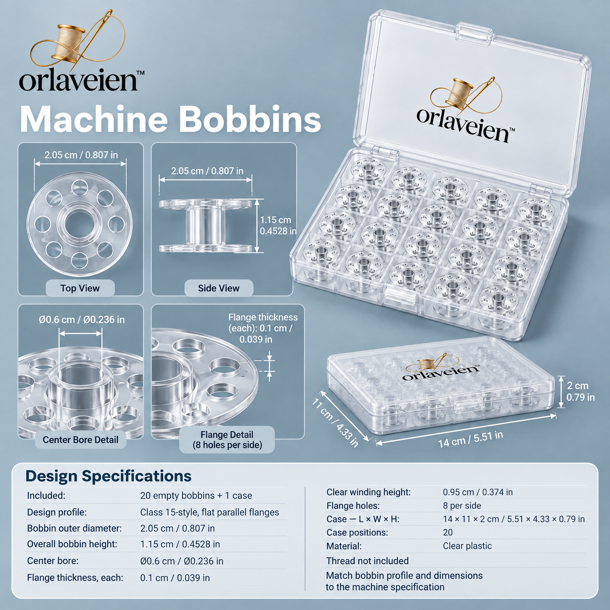 orlaveien™ Universal Sewing Machine Bobbins Set — product view 2
