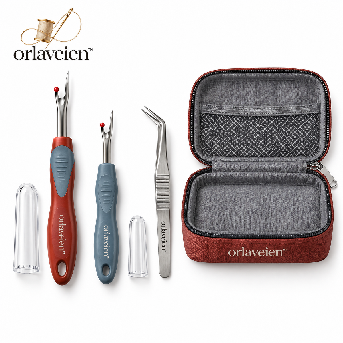 orlaveien™ Ergonomic Seam Ripper & Stitch Remover Set — white background product view
