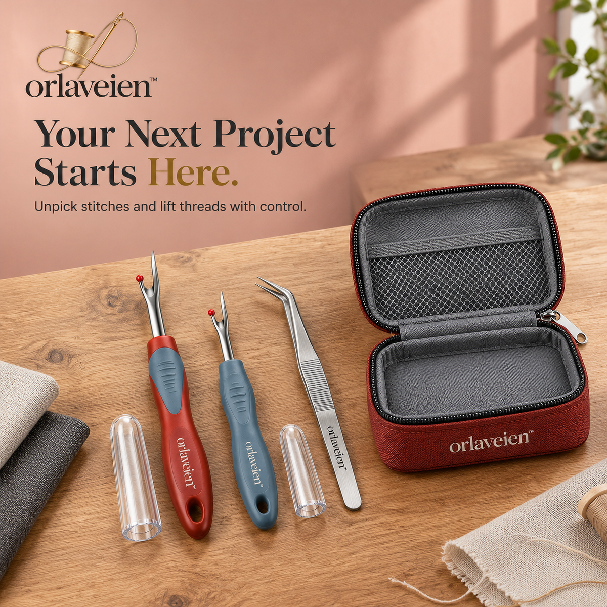 orlaveien™ Ergonomic Seam Ripper & Stitch Remover Set — product view 3