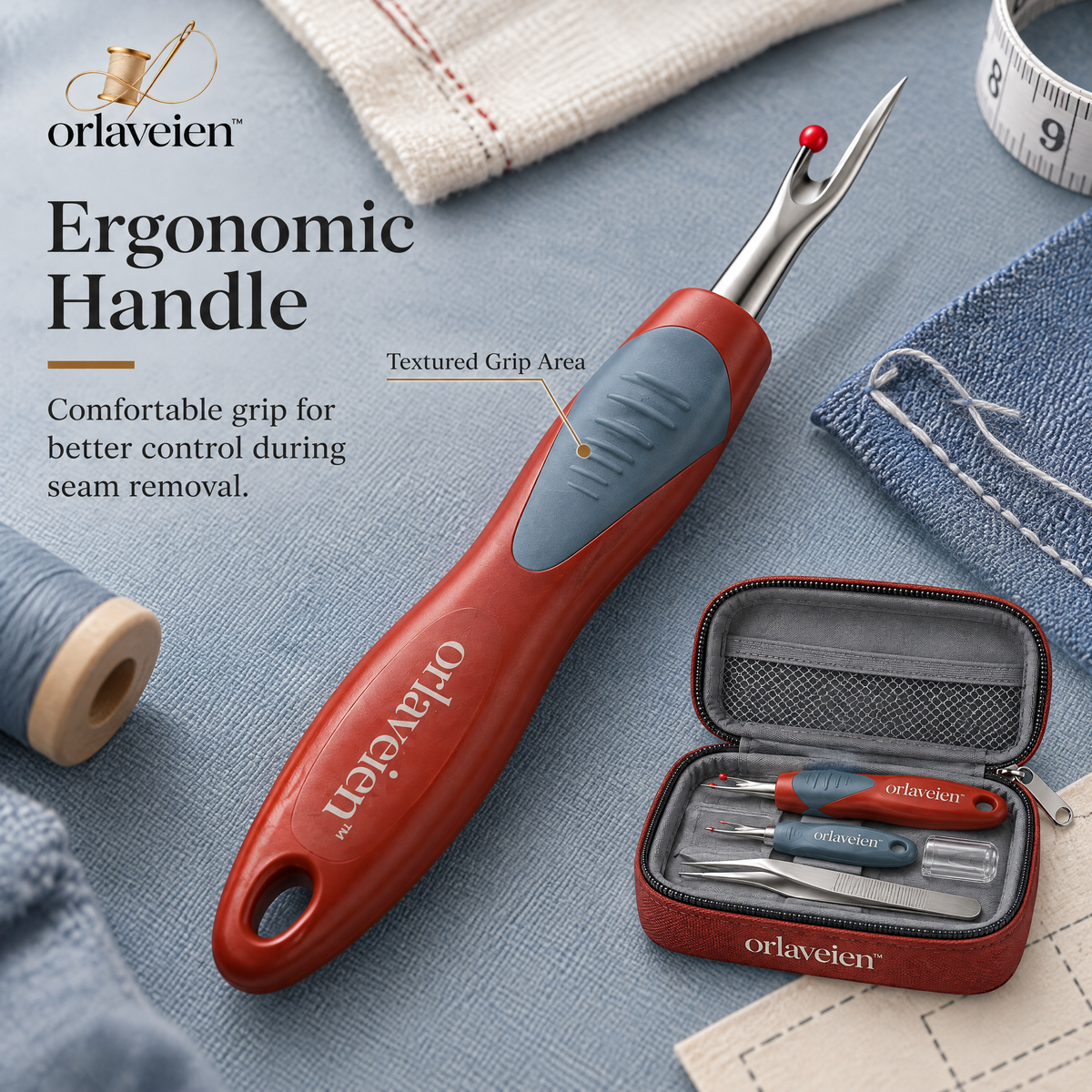 orlaveien™ Ergonomic Seam Ripper & Stitch Remover Set — product view 4