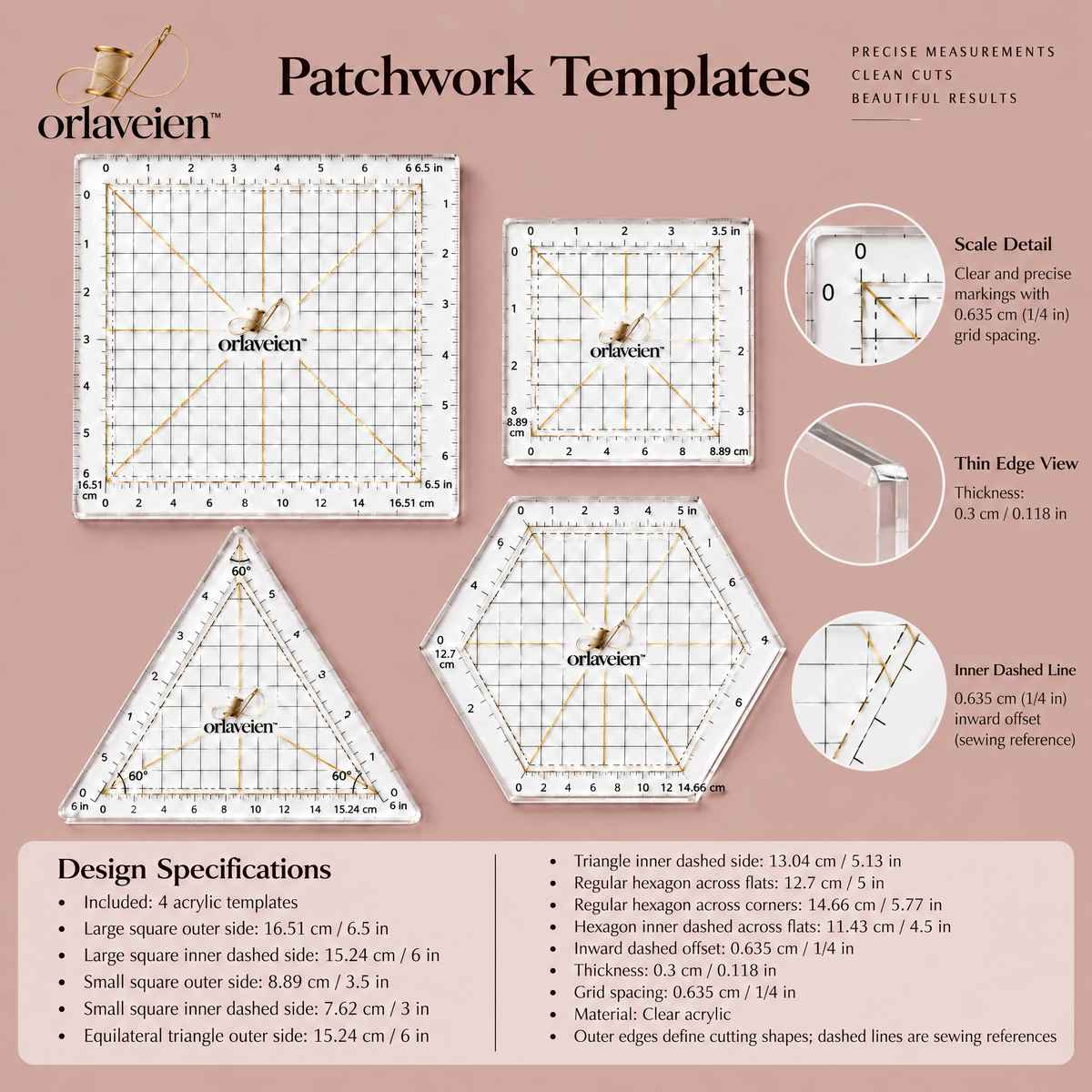 orlaveien™ Patchwork Template Ruler Set — product view 2