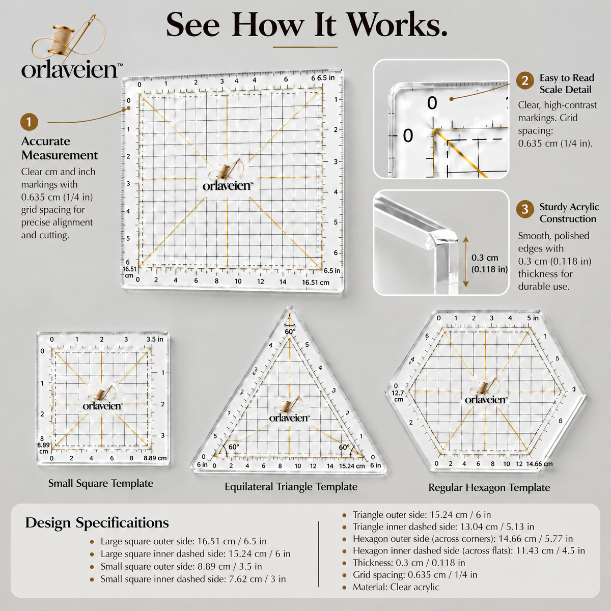 orlaveien™ Patchwork Template Ruler Set — product view 5