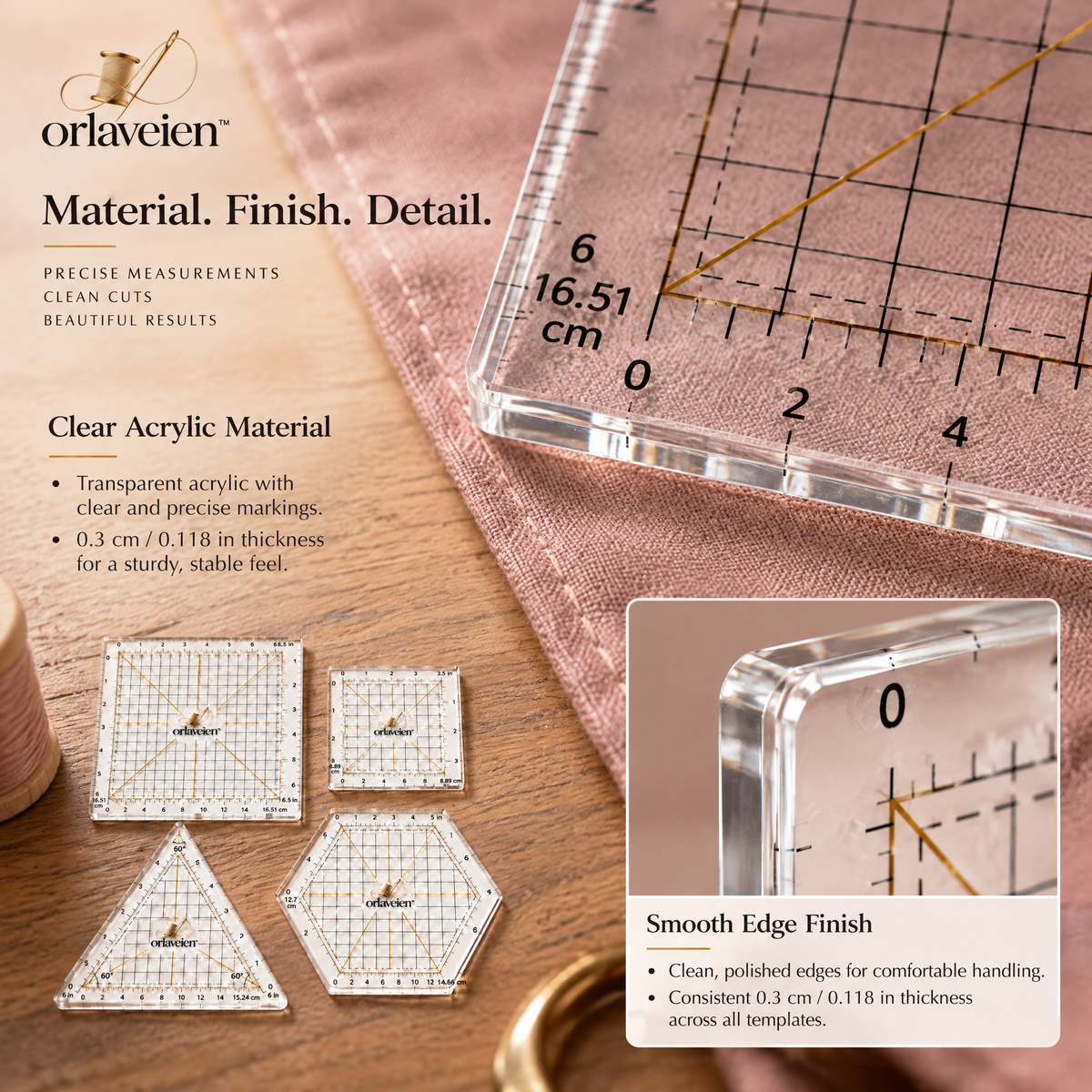 orlaveien™ Patchwork Template Ruler Set — product view 6
