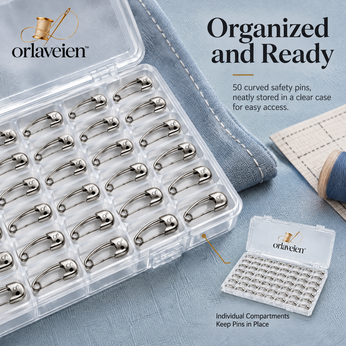 orlaveien™ Curved Quilting Safety Pin Set — product view 4
