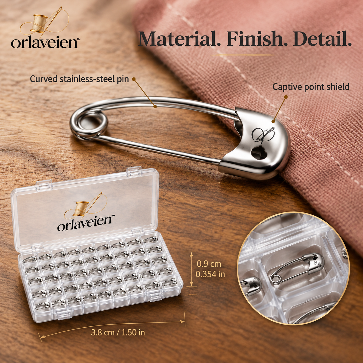 orlaveien™ Curved Quilting Safety Pin Set — product view 6